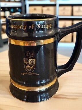 Vintage "University of Guelph" Mug - Wade Ireland - Black and Gold